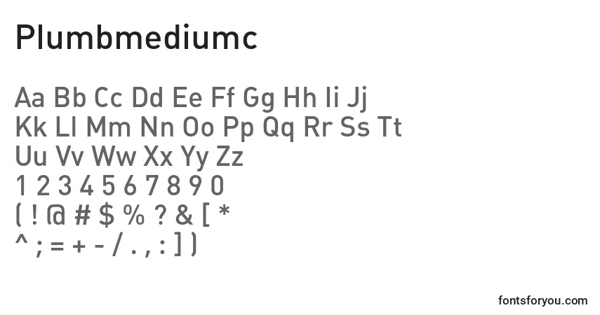 Czcionka Plumbmediumc – alfabet, cyfry, specjalne znaki