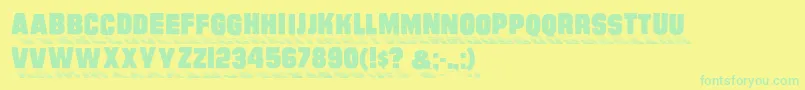 Więcej informacji o czcionce Sundowndisplaycaps Czcionka Sundowndisplaycaps – zielone czcionki na żółtym tle