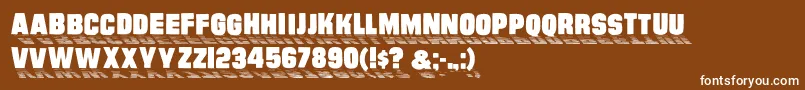Sundowndisplaycaps-Schriftart – Weiße Schriften auf braunem Hintergrund