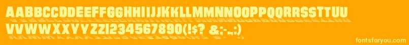 Sundowndisplaycaps-Schriftart – Gelbe Schriften auf orangefarbenem Hintergrund