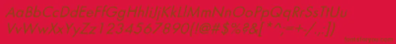 BelmaroblNorma-Schriftart – Braune Schriften auf rotem Hintergrund