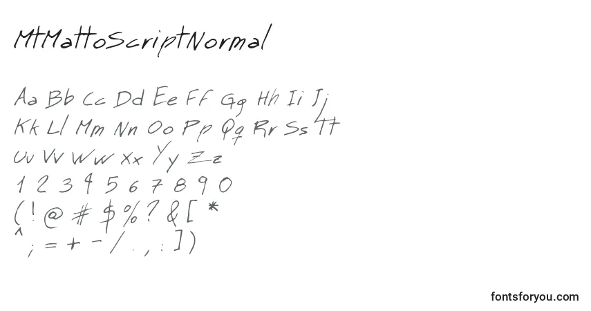 Schriftart MtMattoScriptNormal – Alphabet, Zahlen, spezielle Symbole