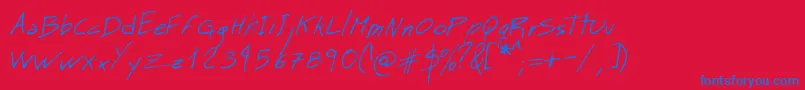 MtMattoScriptNormal-Schriftart – Blaue Schriften auf rotem Hintergrund
