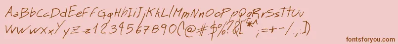 MtMattoScriptNormal-Schriftart – Braune Schriften auf rosa Hintergrund