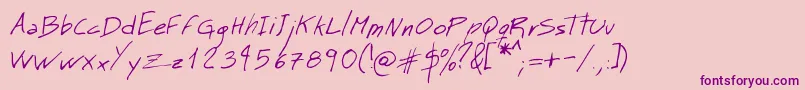 Fonte MtMattoScriptNormal – fontes roxas em um fundo rosa