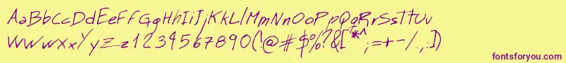 Police MtMattoScriptNormal – polices violettes sur fond jaune