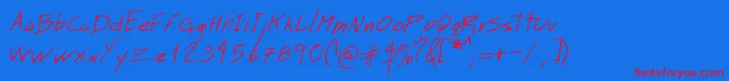 MtMattoScriptNormal-Schriftart – Rote Schriften auf blauem Hintergrund