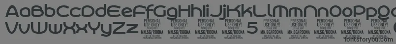 RoonasansboPersonalUse-Schriftart – Schwarze Schriften auf grauem Hintergrund