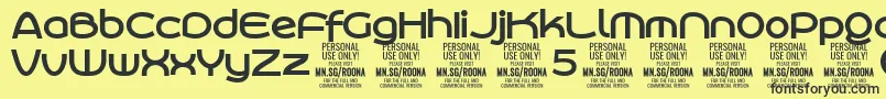 RoonasansboPersonalUse-Schriftart – Schwarze Schriften auf gelbem Hintergrund