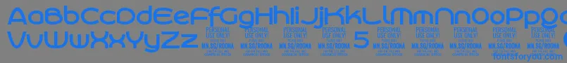 Fonte RoonasansboPersonalUse – fontes azuis em um fundo cinza