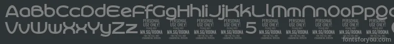 フォントRoonasansboPersonalUse – 黒い背景に灰色の文字