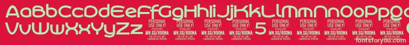 Шрифт RoonasansboPersonalUse – зелёные шрифты на красном фоне