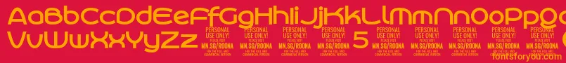 フォントRoonasansboPersonalUse – 赤い背景にオレンジの文字