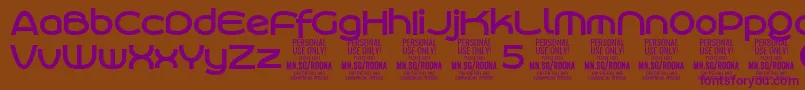 RoonasansboPersonalUse Font – Purple Fonts on Brown Background