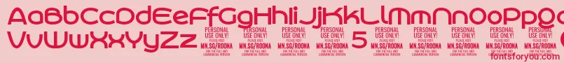 RoonasansboPersonalUse-Schriftart – Rote Schriften auf rosa Hintergrund