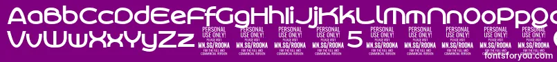 RoonasansboPersonalUse-Schriftart – Weiße Schriften auf violettem Hintergrund