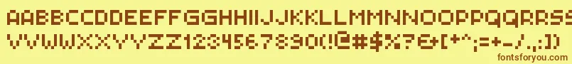 Pxlplz Font – Brown Fonts on Yellow Background