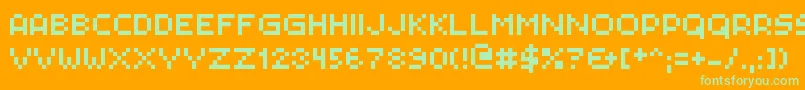 Pxlplz Font – Green Fonts on Orange Background