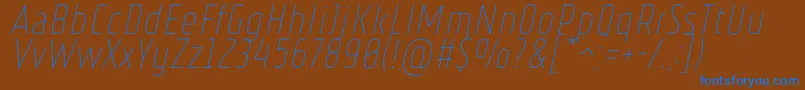 RulerThinItalic Font – Blue Fonts on Brown Background