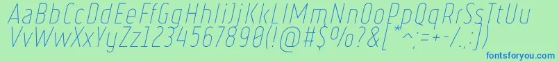 RulerThinItalic Font – Blue Fonts on Green Background