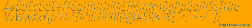 Fonte RulerThinItalic – fontes azuis em um fundo laranja