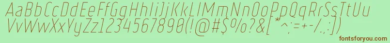 RulerThinItalic Font – Brown Fonts on Green Background