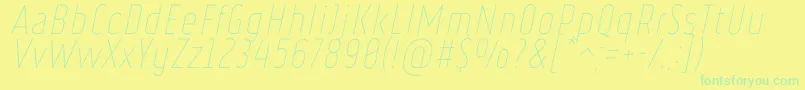 RulerThinItalic Font – Green Fonts on Yellow Background