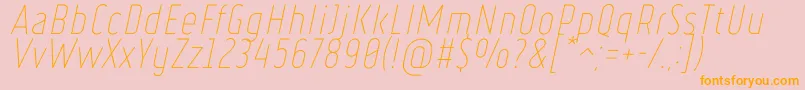 RulerThinItalic-Schriftart – Orangefarbene Schriften auf rosa Hintergrund