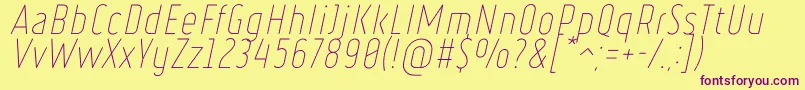 RulerThinItalic Font – Purple Fonts on Yellow Background