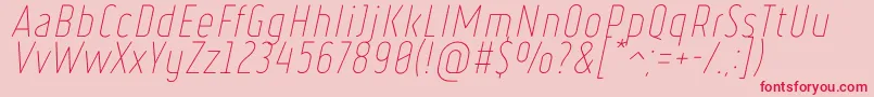 RulerThinItalic-Schriftart – Rote Schriften auf rosa Hintergrund