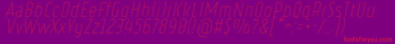 フォントRulerThinItalic – 紫の背景に赤い文字
