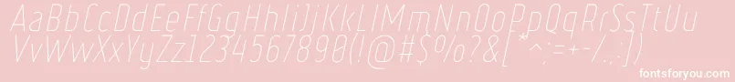 RulerThinItalic-Schriftart – Weiße Schriften auf rosa Hintergrund