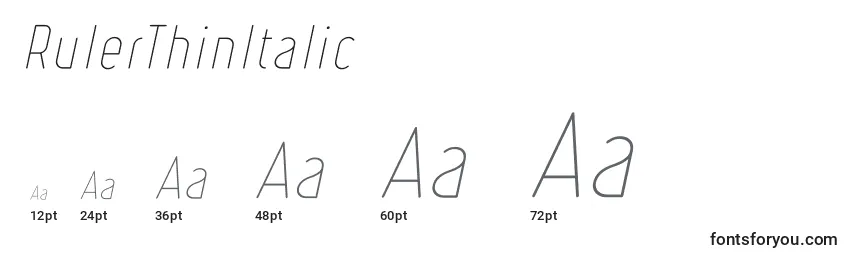 RulerThinItalic Font Sizes