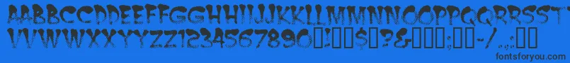 Burnt-Schriftart – Schwarze Schriften auf blauem Hintergrund