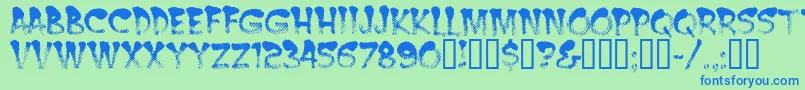 Burnt Font – Blue Fonts on Green Background