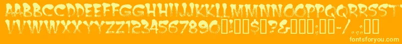 Burnt-Schriftart – Gelbe Schriften auf orangefarbenem Hintergrund