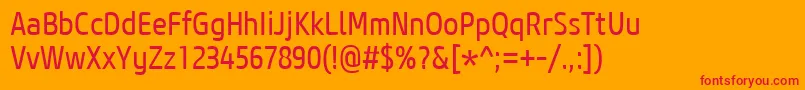 CoreSansM47CnRegular Font – Red Fonts on Orange Background