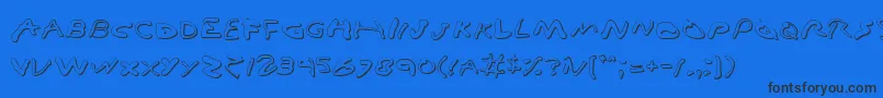 Vamp3D-Schriftart – Schwarze Schriften auf blauem Hintergrund