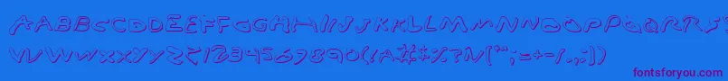 Vamp3D-Schriftart – Violette Schriften auf blauem Hintergrund