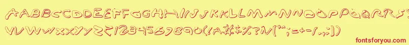 Vamp3D-fontti – punaiset fontit keltaisella taustalla