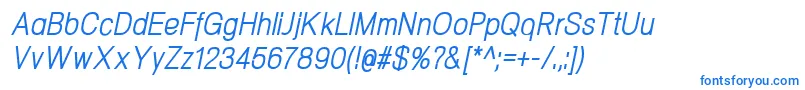 NeogramItaliccnd-Schriftart – Blaue Schriften auf weißem Hintergrund