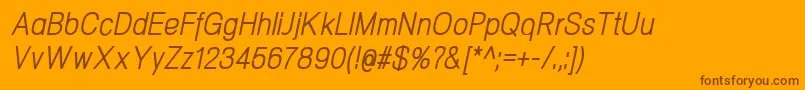 NeogramItaliccnd-Schriftart – Braune Schriften auf orangefarbenem Hintergrund