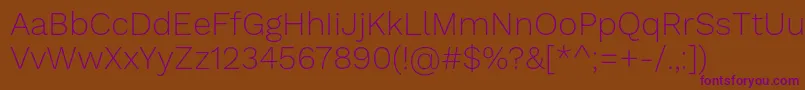 WorksansExtralight Font – Purple Fonts on Brown Background