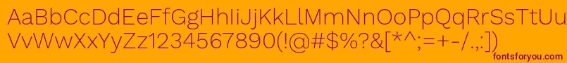 WorksansExtralight Font – Purple Fonts on Orange Background