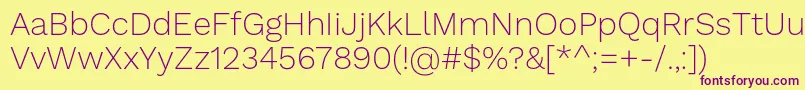 WorksansExtralight Font – Purple Fonts on Yellow Background