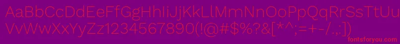 WorksansExtralight Font – Red Fonts on Purple Background