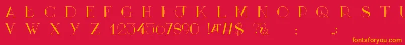 フォントMaryCaps – 赤い背景にオレンジの文字