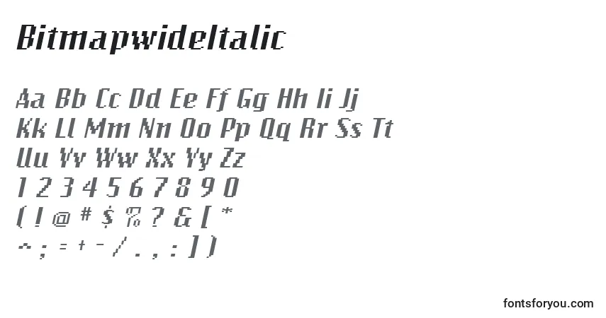 BitmapwideItalic-fontti – aakkoset, numerot, erikoismerkit