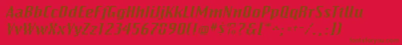 BitmapwideItalic-Schriftart – Braune Schriften auf rotem Hintergrund