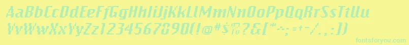 BitmapwideItalic Font – Green Fonts on Yellow Background
